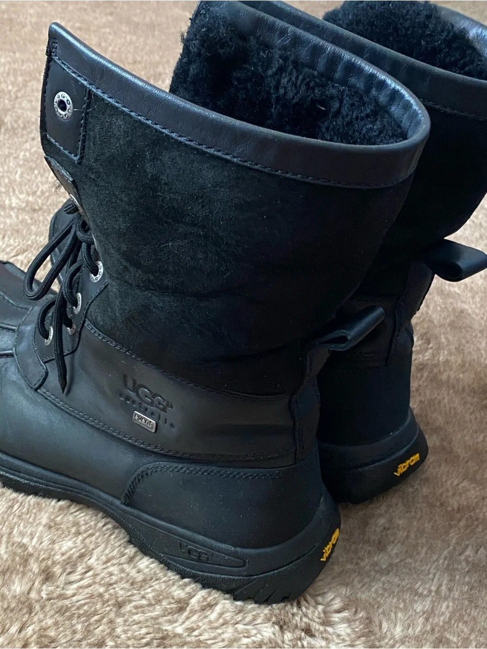 UGG Black Waterproof Lace-Up Snow Boots for Men